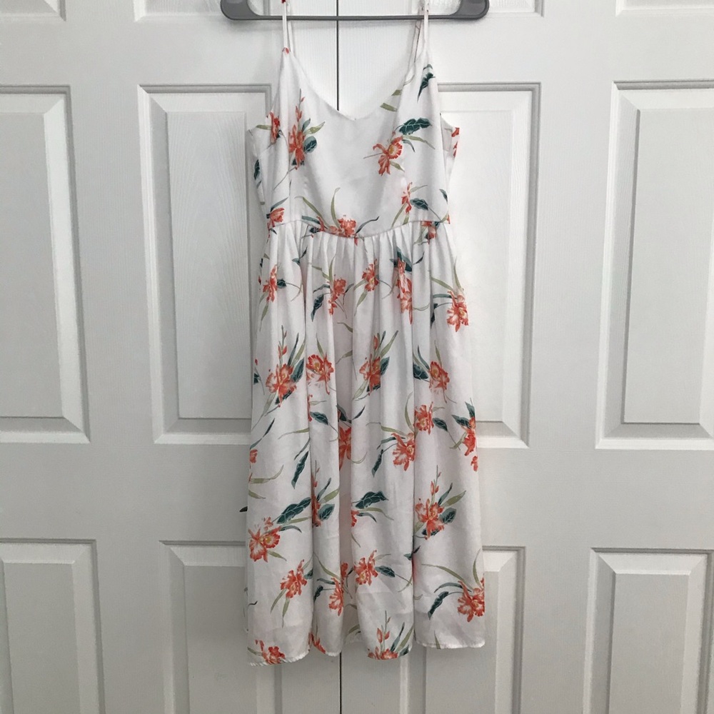 White and flowered spaghetti strap dress